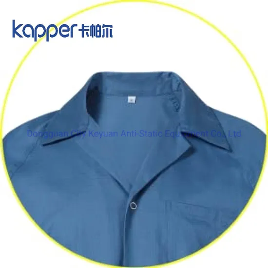 Kapper ESD Clean Room Lab Coat with Lapel Collar 3 Pockets Knee Length Anti-Static Jacket