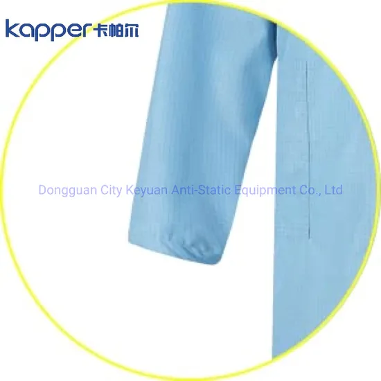 Kapper ESD Clean Room Lab Coat with Lapel Collar 3 Pockets Snap Cuffs Knee Length Anti-Static Cloths